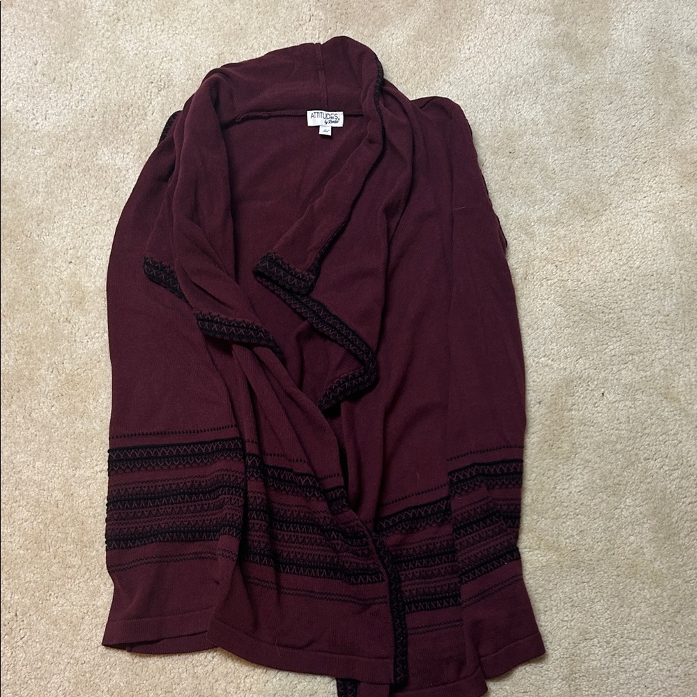 Attitudes by Renee Maroon sleeveless Sweater vest with Dark Trim
